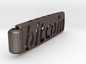 Bitcoin Keychain Lite in Polished Bronzed Silver Steel
