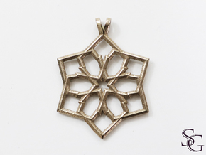 6 pointed star pendant in Polished Bronzed Silver Steel