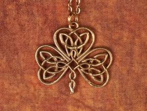 Shamrock Knot Pendant 1.25 Inch in Natural Brass