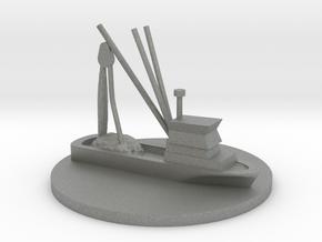 Fishing Boat Game Piece on 40mm disk in Gray PA12