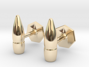 5.56 x 45mm Projectile Cufflinks in 14k Gold Plated Brass