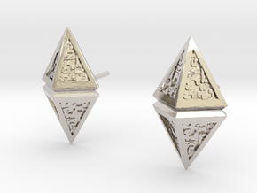 Hedron Studs  in Rhodium Plated Brass