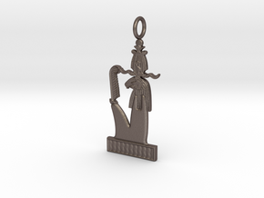 Herishef ("Upon His Lake" version) amulet in Polished Bronzed-Silver Steel