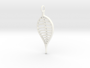 Skeleton Leaf Pendant in White Processed Versatile Plastic