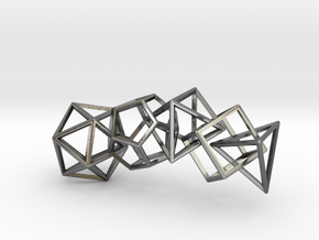 Platonic Solids Wireframe Pendant in Polished Silver (Interlocking Parts)