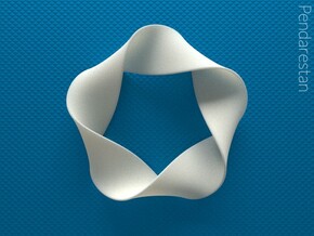 Folded Mobius Quintuplex in White Processed Versatile Plastic: Small