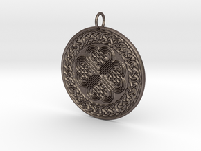 Celtic Shield Medallion - wearable steel in Polished Bronzed-Silver Steel