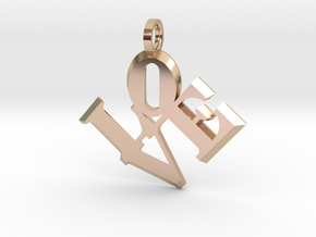 Love Sculpture pendant in 14k Rose Gold Plated Brass: Extra Small
