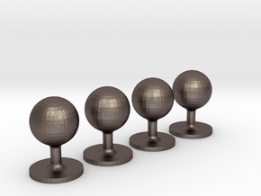 Set of 4 Sphere Shirt Studs in Polished Bronzed-Silver Steel