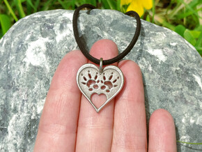 Rat Foot Print Heart  in Polished Bronzed Silver Steel