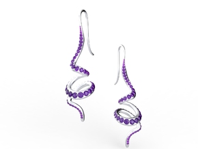 Winding Crystal Earring in Natural Silver
