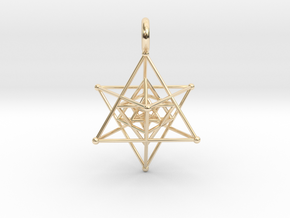 Tripple Star Tetrahedron 27mm in 14k Gold Plated Brass