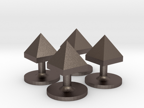 Set of 4 Pyramid Shirt Studs in Polished Bronzed-Silver Steel