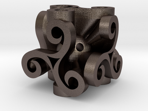 Triskell Cube in Polished Bronzed Silver Steel