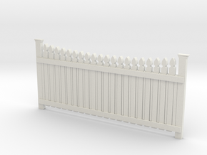 Dollhouse Plain Picket Fence in White Natural Versatile Plastic: 1:12
