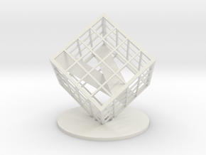 Customizable Name Plate trapped in a Lattice Cube in White Natural Versatile Plastic