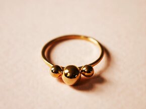 Three Spheres Ring in 18k Gold Plated Brass: Small