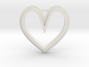 Heart Pendant in White Natural Versatile Plastic