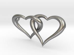 Interconnected Hearts Necklace in Natural Silver (Interlocking Parts)