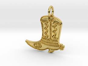 The Clyde Sparkle Western Boot Pendant in Polished Brass: Medium