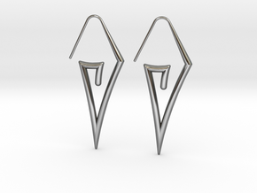 Sharp Triangle Hoop in Fine Detail Polished Silver