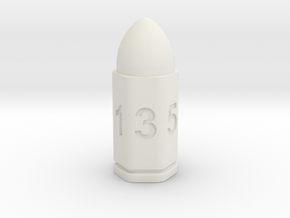 Bullet dice D6 in White Natural Versatile Plastic