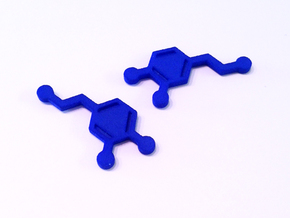Dopamine Molecule Earrings in Blue Processed Versatile Plastic