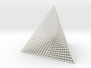 Small Ribbed Hemicube Tetrahedron in White Natural Versatile Plastic
