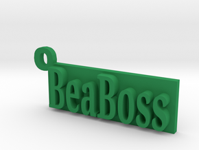 Be a Boss Keychain in Green Processed Versatile Plastic