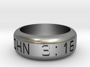 JOHN 3:16 Size 9 1/2 in Natural Silver