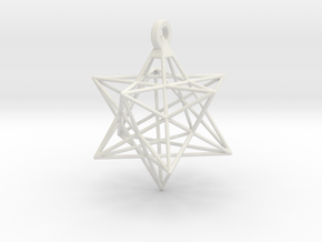 Small Stellated Dodecahedron Pendant in White Natural Versatile Plastic