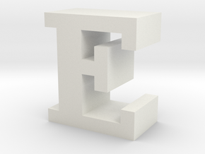 "E" inch size NES style pixel art font block in White Natural Versatile Plastic