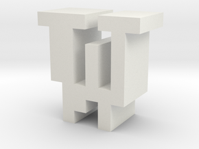 "W" inch size NES style pixel art font block in White Natural Versatile Plastic