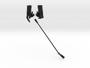 Gloves and Riding Crop in Black Natural Versatile Plastic: Small