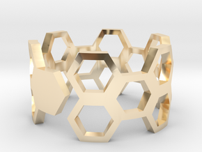 HoneyComb Ring in 14k Gold Plated Brass
