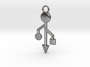 Pendant - USB Trident ~ mk-1 in Polished Silver