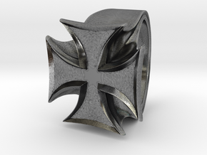 Iron Cross Ring in Antique Silver