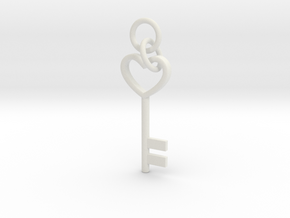 Cute Cosplay Charm - Heart Key (with links) in White Natural Versatile Plastic