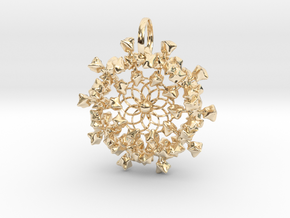 FLOWER NUGGET CLUSTER PENDANT in 14k Gold Plated Brass