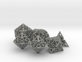 Gothic Rosette Dice Set with Decader in Gray PA12
