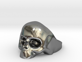 skull ring 7.5 in Polished Silver