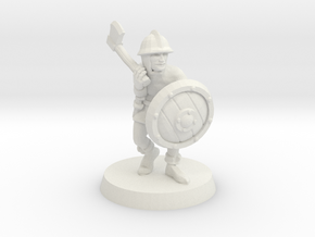 Footsoldier with axe and shield, 28mm scale in White Natural Versatile Plastic