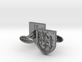 Heraldic Cufflinks (Stewart-Melville) 2 in Polished Silver