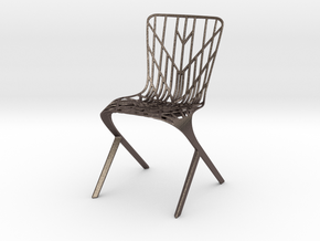Washington Skeleton Aluminum Side Chair in Polished Bronzed Silver Steel