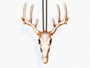 Deer Skull Bottle Opener Pendant in Polished Bronze Steel: Small