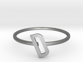 Letter D Ring in Polished Silver: 7 / 54