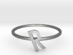 Letter R Ring in Polished Silver: 7 / 54
