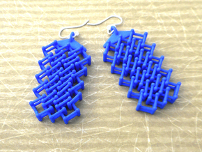 Lattice -- earrings in nylon plastic in Blue Processed Versatile Plastic