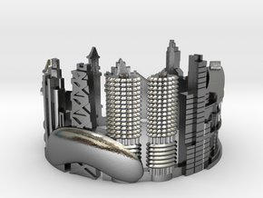 Chicago - Skyline Cityscape Ring  in Polished Silver: 6 / 51.5