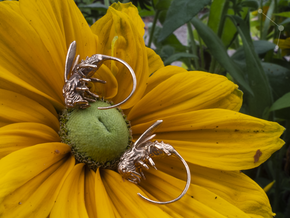 Honey Bee Hoop - Single Earring - Vessels in Natural Bronze